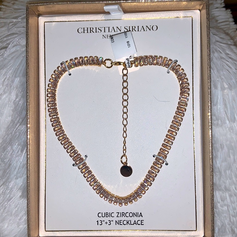 CHRISTIAN SIRIANO CUBIC ZIRCONIA 13”+3” Choker necklace NWT
